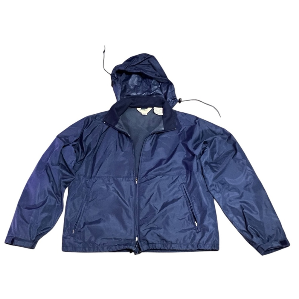 Vintage LL Bean Windbreaker Women's XL Hidden Hoodie Full Zip Outdoor Jacket 90s